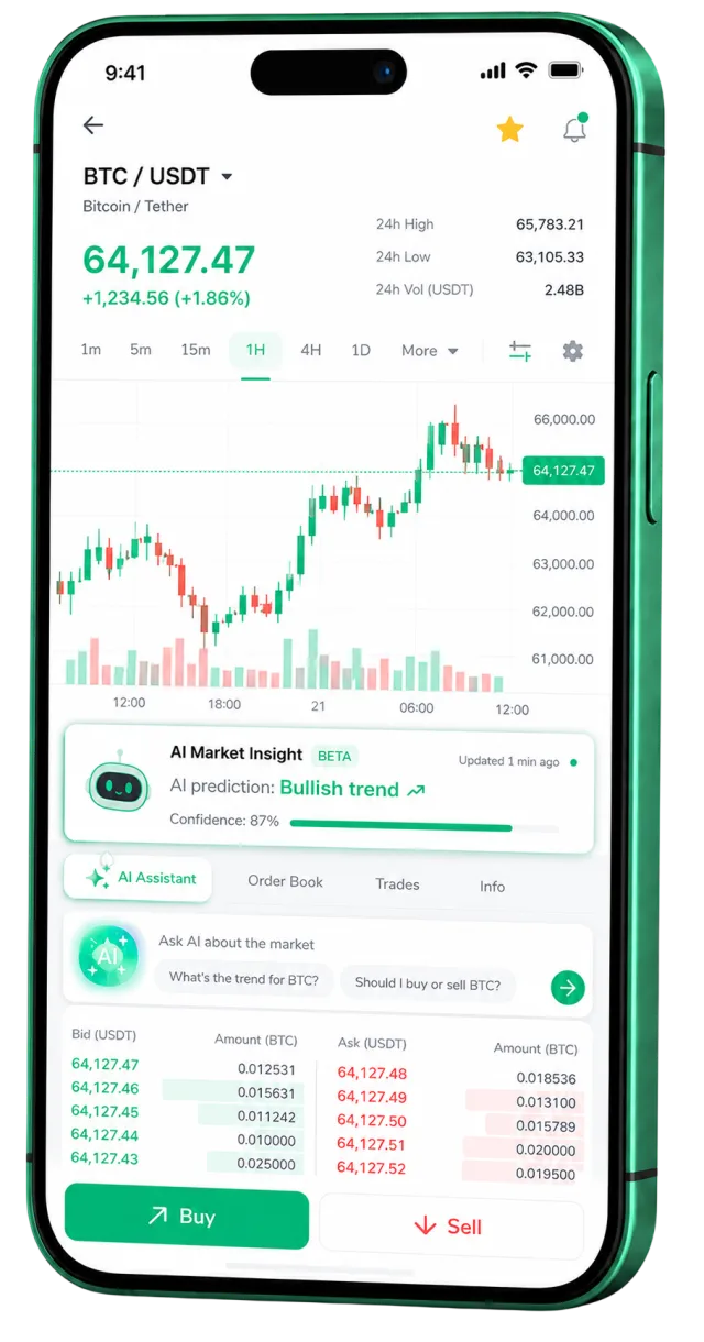 App mobile di trading Finarvex in esecuzione su uno smartphone
